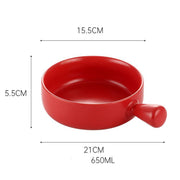 Handled Ceramic Oven Plate – Heat-Resistant Baking Dish for Serving and Cooking