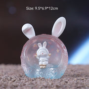 Light Pink Space Rabbit Figurine – Resin Decorative Craft for Home or Office