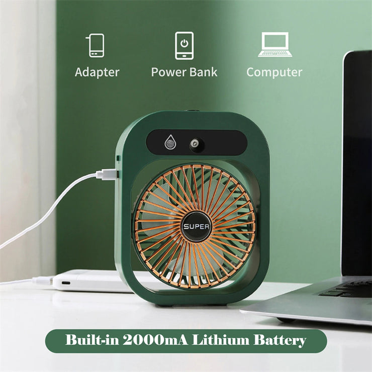 Elegant Portable Misting Fan with USB Rechargeable Cooling and Humidifier