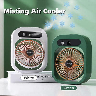 Elegant Portable Misting Fan with USB Rechargeable Cooling and Humidifier