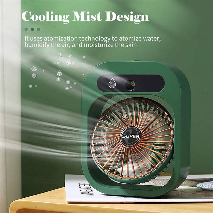 Elegant Portable Misting Fan with USB Rechargeable Cooling and Humidifier