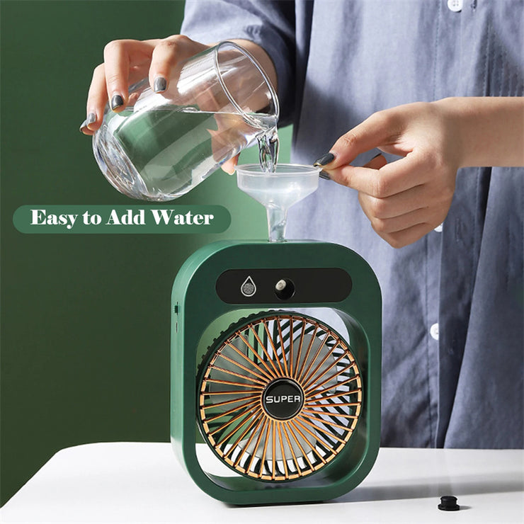 Elegant Portable Misting Fan with USB Rechargeable Cooling and Humidifier