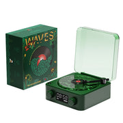 Retro Bluetooth Turntable Speaker – Wireless Vinyl Record Player with Stereo Sound, White Noise & RGB Projection Light